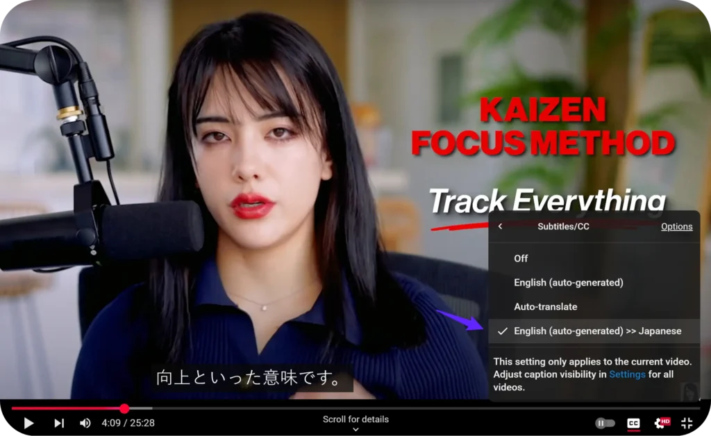 Auto Translate Youtube with Youtube Subtitles Options
