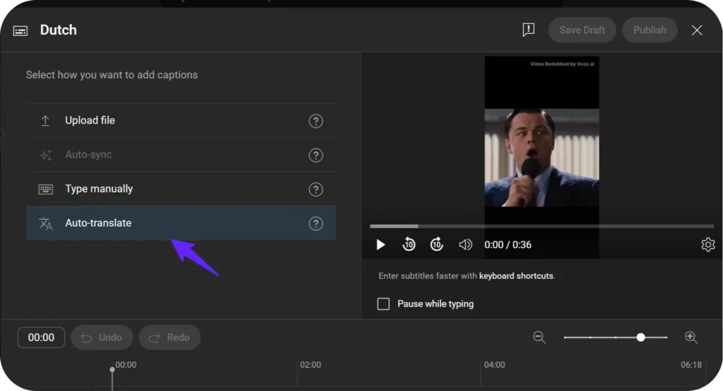 Click on Auto-translate Option