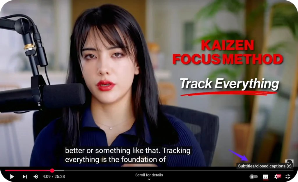 how to turn on closed caption on youtube