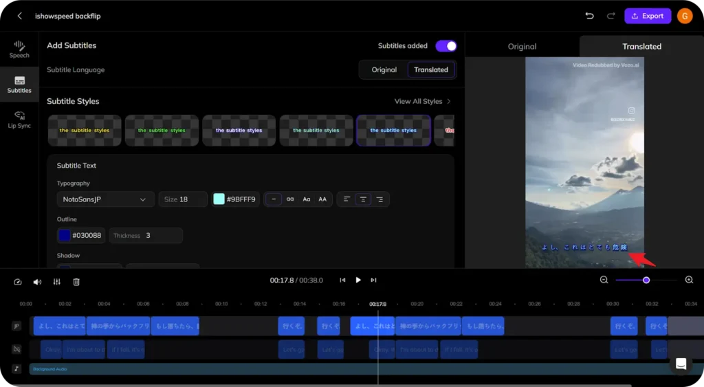 Add Subtitles with Vozo AI